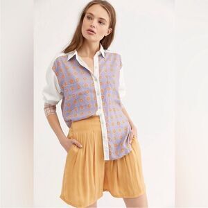 Free People Moroccan Midnight Buttondown Shirt Size Medium